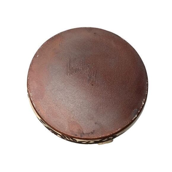 Hamilton Vtg 1989 Glazed Pottery brown & tan Botanical Motif #M-1846 - Picture 9 of 10